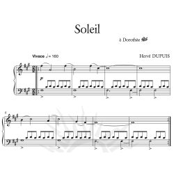 Premières mesures de la partition de Soleil, extraite de l'album "Corps en vrac" composé par Hervé Dupuis.